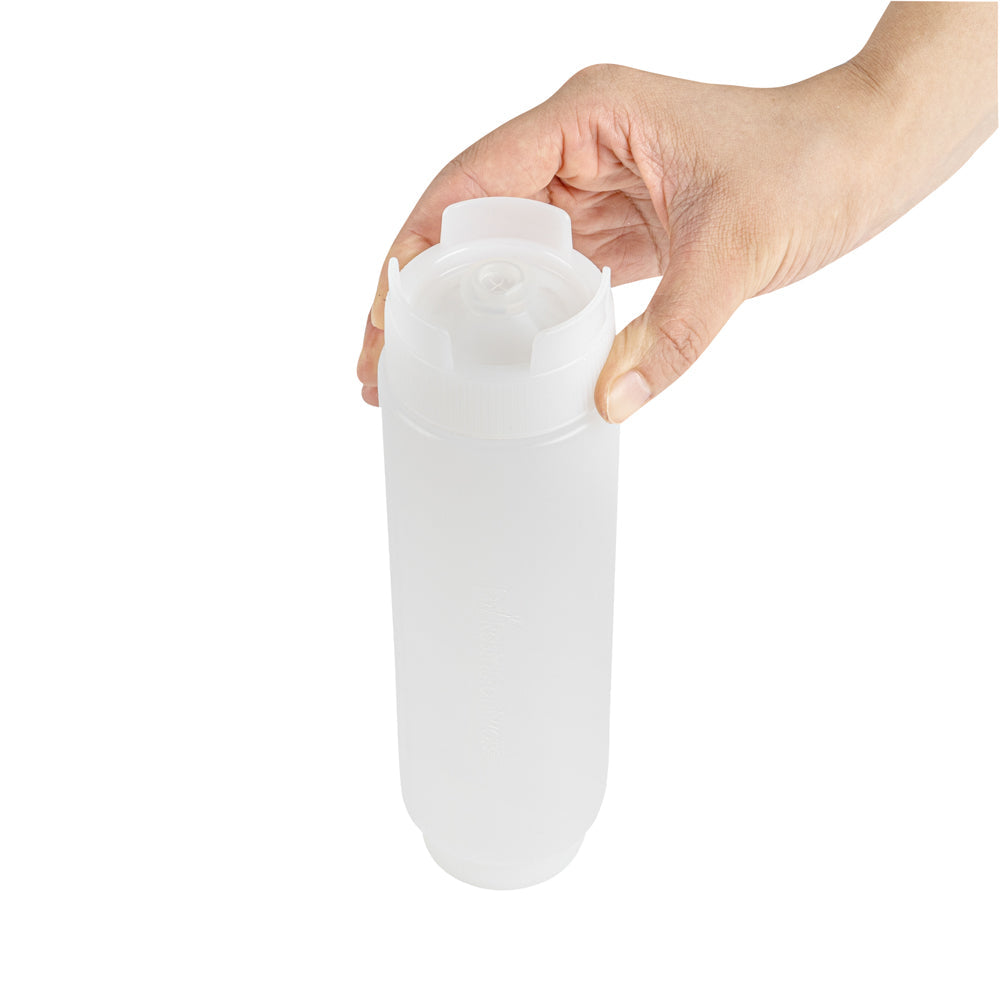 First In First Out 16 oz Clear Plastic Squeeze Bottle - Inverted, Refill & Dispensing Lid - 2 1/2" x 2 1/2" x 8 1/4" - 1 count box