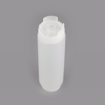 First In First Out 16 oz Clear Plastic Squeeze Bottle - Inverted, Refill & Dispensing Lid - 2 1/2" x 2 1/2" x 8 1/4" - 1 count box