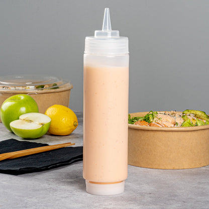 First In First Out 16 oz Clear Plastic Squeeze Bottle - Refill Lid, Precision Tip - 2 1/2" x 2 1/2" x 9 1/4" - 1 count box