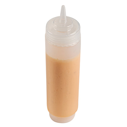 First In First Out 16 oz Clear Plastic Squeeze Bottle - Refill Lid, Precision Tip - 2 1/2" x 2 1/2" x 9 1/4" - 1 count box