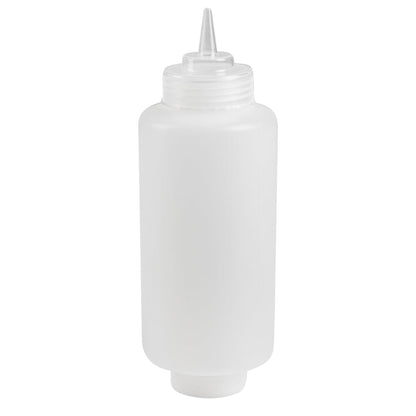 First In First Out 32 oz Clear Plastic Squeeze Bottle - Refill Lid, Precision Tip - 9 1/2" x 3 1/2" x 3 1/2" - 1 count box