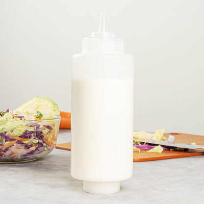 First In First Out 32 oz Clear Plastic Squeeze Bottle - Refill Lid, Precision Tip - 9 1/2" x 3 1/2" x 3 1/2" - 1 count box