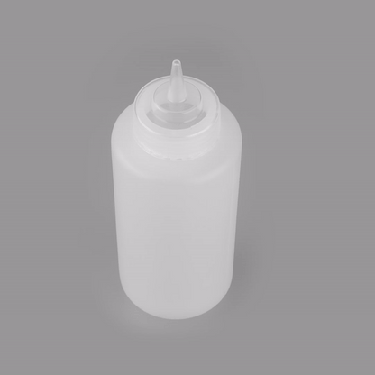 First In First Out 32 oz Clear Plastic Squeeze Bottle - Refill Lid, Precision Tip - 9 1/2" x 3 1/2" x 3 1/2" - 1 count box