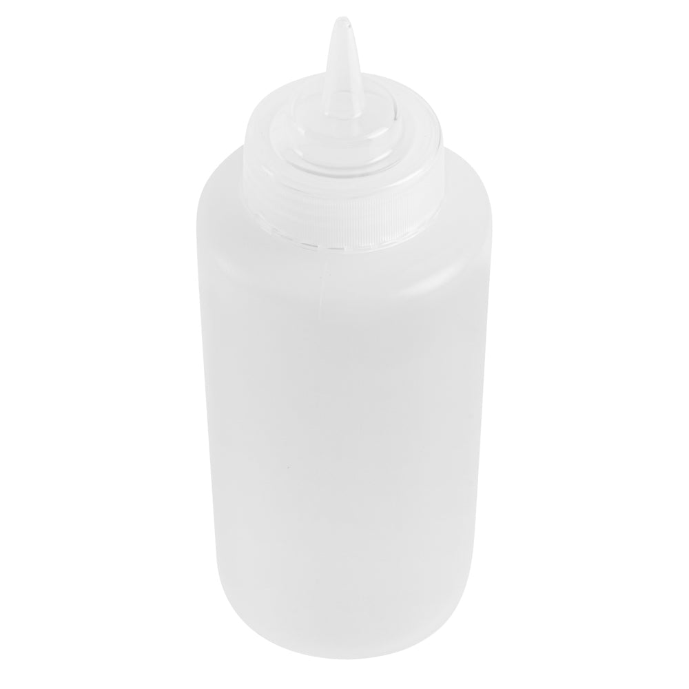 First In First Out 32 oz Clear Plastic Squeeze Bottle - Refill Lid, Precision Tip - 9 1/2" x 3 1/2" x 3 1/2" - 1 count box