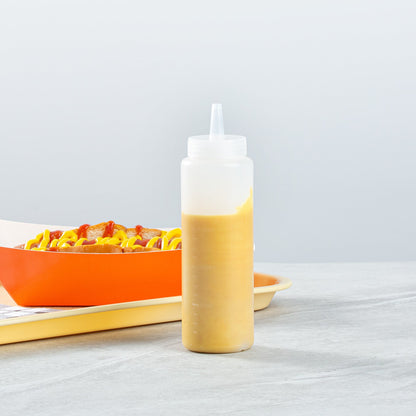 Sauce Tek 8 oz Clear Plastic Squeeze Bottle - Precision Tip - 2" x 2" x 7" - 6 count box