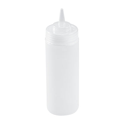 Sauce Tek 12 oz Clear Plastic Squeeze Bottle - Precision Tip - 2 1/4" x 2 1/4" x 8" - 1 count box
