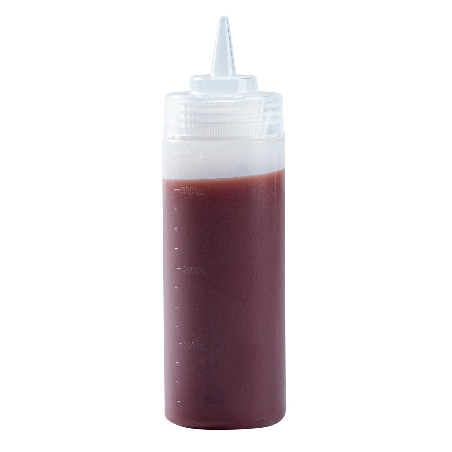 Sauce Tek 12 oz Clear Plastic Squeeze Bottle - Precision Tip - 2 1/4" x 2 1/4" x 8" - 1 count box