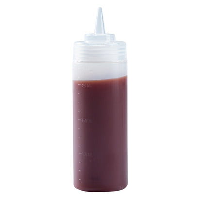 Sauce Tek 12 oz Clear Plastic Squeeze Bottle - Precision Tip - 2 1/4" x 2 1/4" x 8" - 1 count box