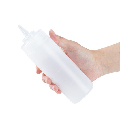 Sauce Tek 12 oz Clear Plastic Squeeze Bottle - Precision Tip - 2 1/4" x 2 1/4" x 8" - 1 count box