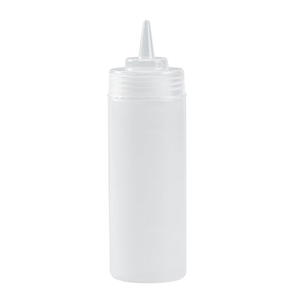 Sauce Tek 12 oz Clear Plastic Squeeze Bottle - Precision Tip - 2 1/4" x 2 1/4" x 8" - 1 count box