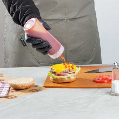 Sauce Tek 12 oz Clear Plastic Squeeze Bottle - Precision Tip - 2 1/4" x 2 1/4" x 8" - 1 count box