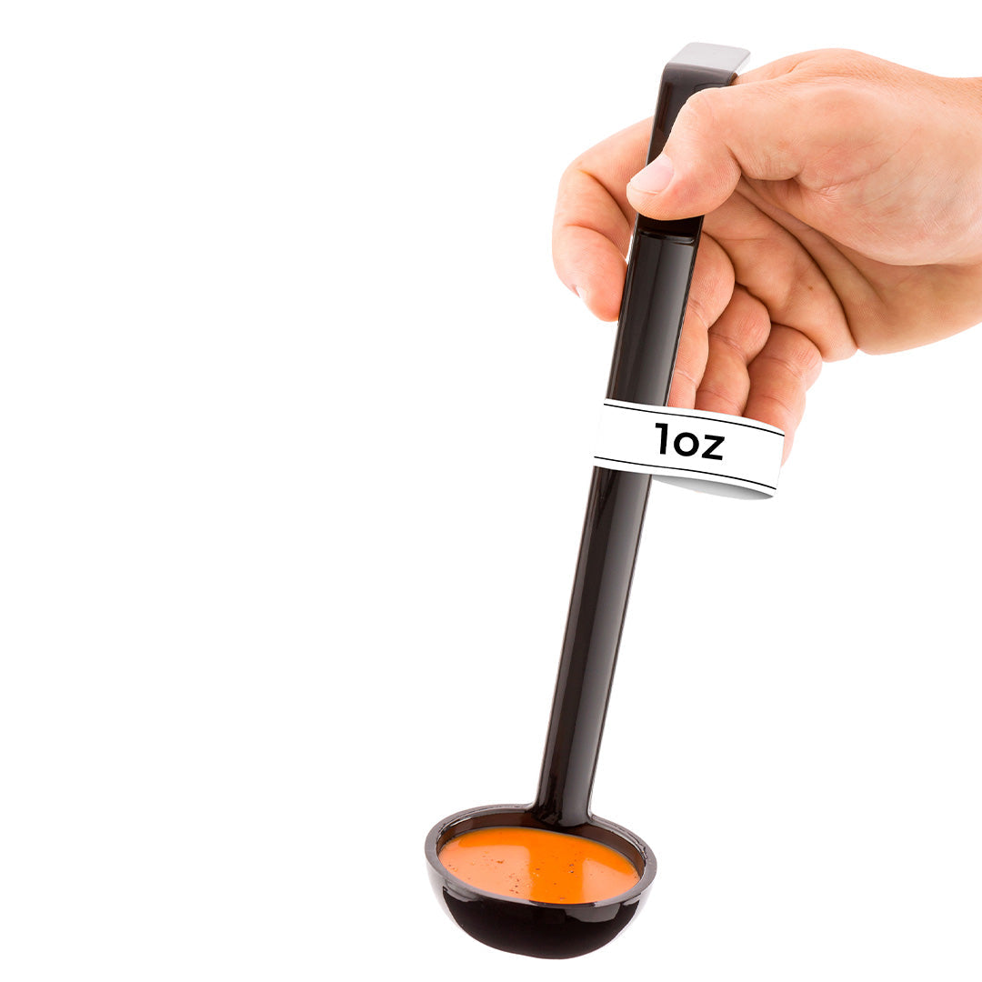 Voga 1 oz Black Plastic Sauce Ladle - 10 1/2" - 1 count box