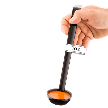 Voga 1 oz Black Plastic Sauce Ladle - 10 1/2" - 1 count box