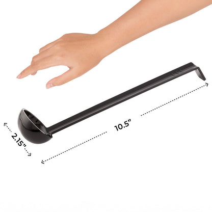 Voga 1 oz Black Plastic Sauce Ladle - 10 1/2" - 1 count box