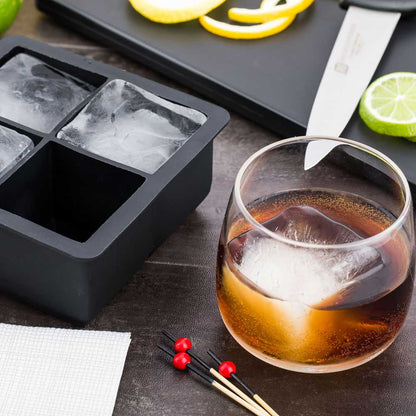 Bar Lux Black Silicone Ice Mold - 2" Cube, 4 Compartments - 1 count box