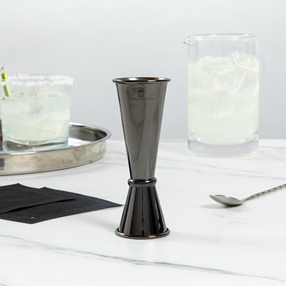 Bar Lux 1 oz / 2 oz Black Stainless Steel Jigger - Japanese Style - 1 count box