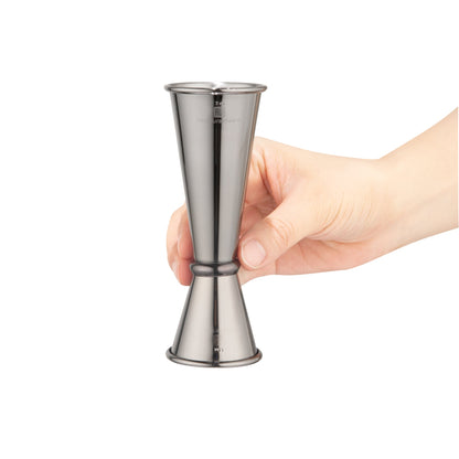 Bar Lux 1 oz / 2 oz Black Stainless Steel Jigger - Japanese Style - 1 count box