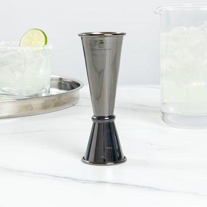 Bar Lux 1 oz / 2 oz Black Stainless Steel Jigger - Japanese Style - 1 count box