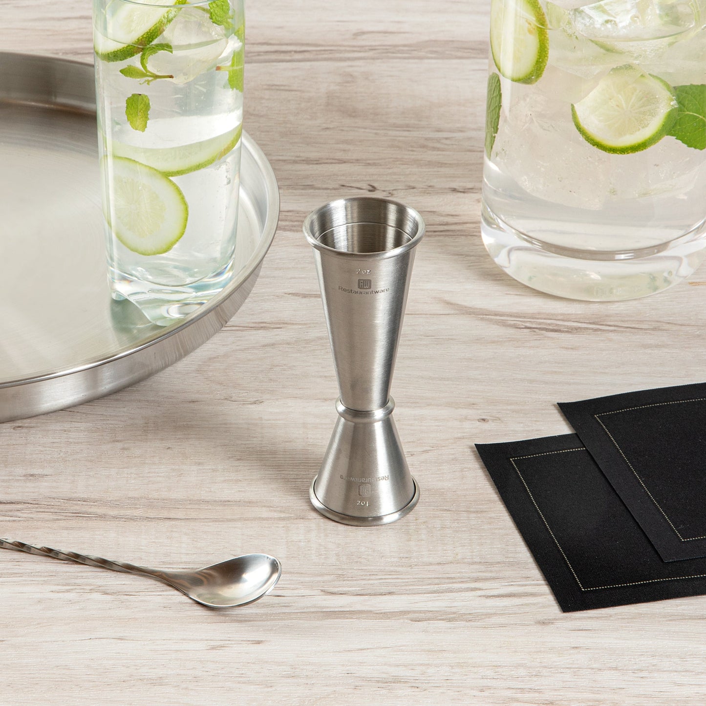 Bar Lux 1 oz / 2 oz Stainless Steel Jigger - Japanese Style, Brushed Finish - 1 count box