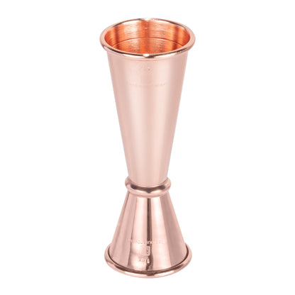 Bar Lux 1 oz / 2 oz Copper-Plated Stainless Steel Jigger - Japanese Style - 1 count box