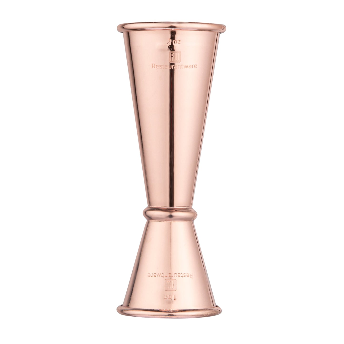 Bar Lux 1 oz / 2 oz Copper-Plated Stainless Steel Jigger - Japanese Style - 1 count box
