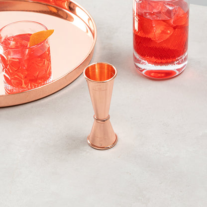 Bar Lux 1 oz / 2 oz Copper-Plated Stainless Steel Jigger - Japanese Style - 1 count box