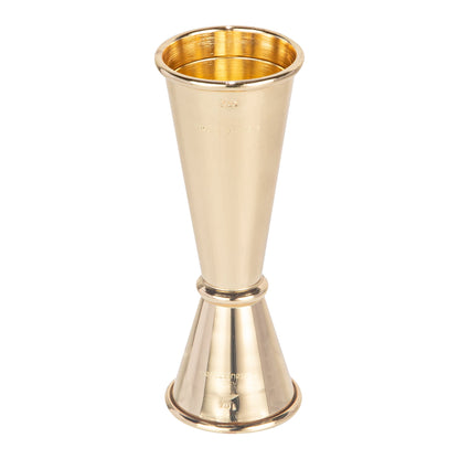 Bar Lux 1 oz / 2 oz Gold-Plated Stainless Steel Jigger - Japanese Style - 1 count box