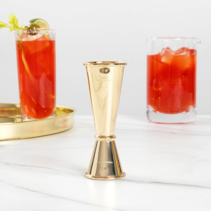 Bar Lux 1 oz / 2 oz Gold-Plated Stainless Steel Jigger - Japanese Style - 1 count box