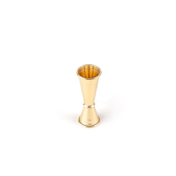 Bar Lux 1 oz / 2 oz Gold-Plated Stainless Steel Jigger - Japanese Style - 1 count box