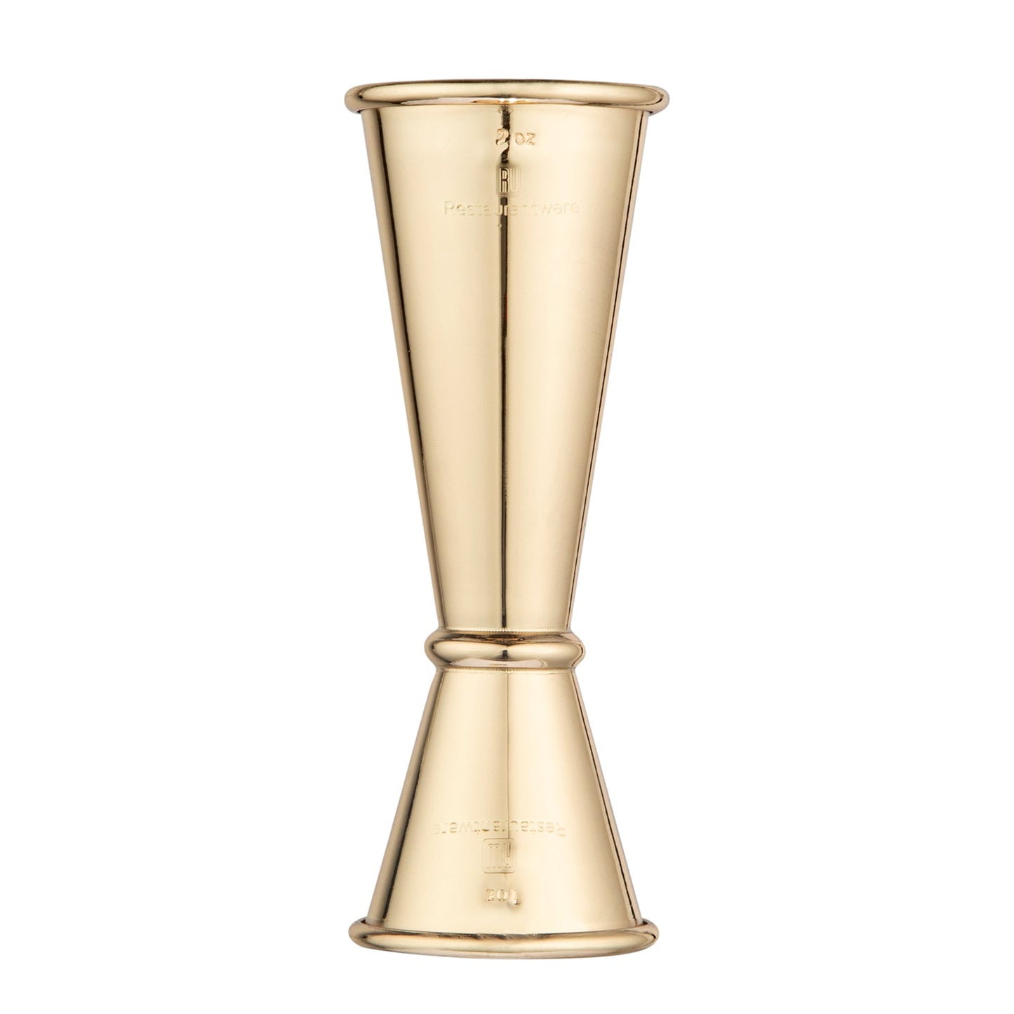 Bar Lux 1 oz / 2 oz Gold-Plated Stainless Steel Jigger - Japanese Style - 1 count box