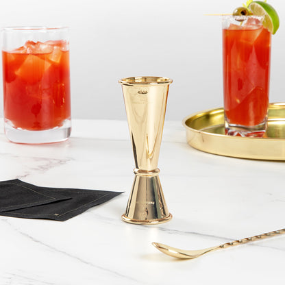 Bar Lux 1 oz / 2 oz Gold-Plated Stainless Steel Jigger - Japanese Style - 1 count box