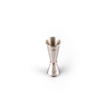 Bar Lux 1 oz / 2 oz Stainless Steel Jigger - Japanese Style, Mirrored Finish, Copper-Plated Ring - 1 count box