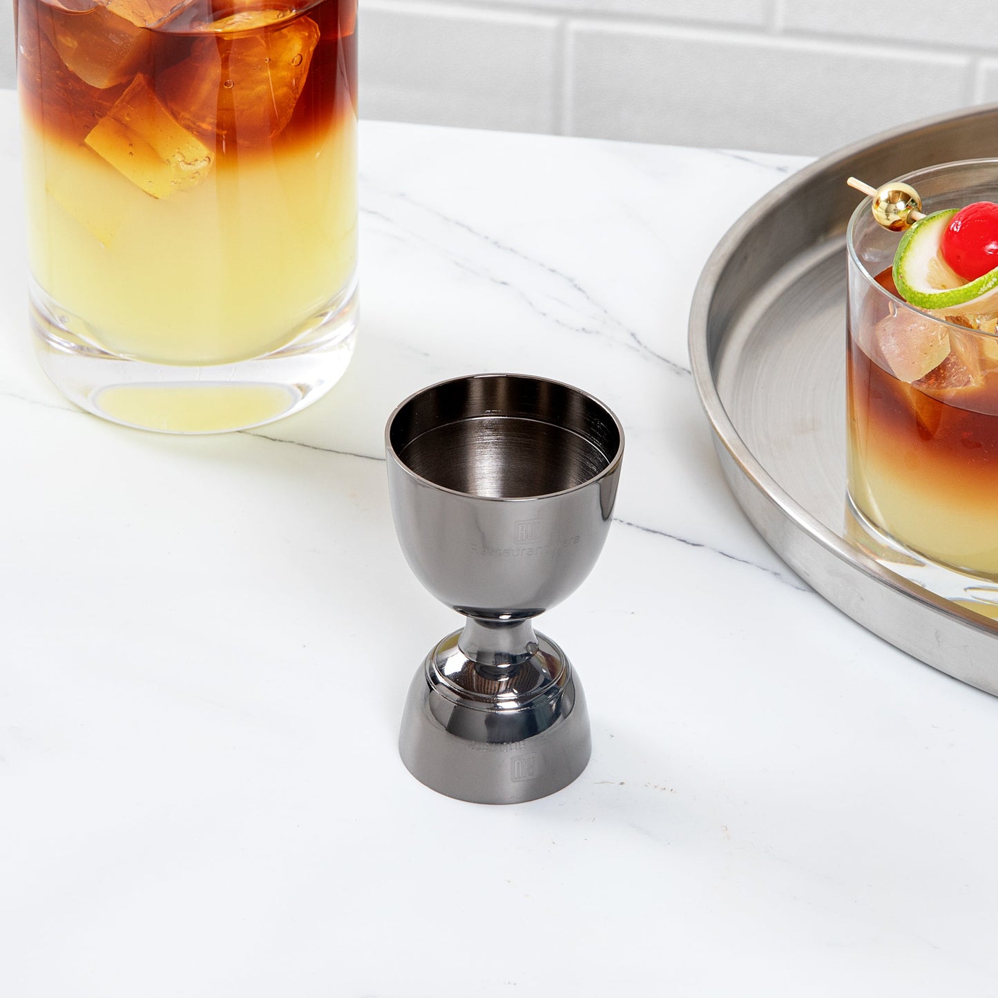 Bar Lux 1 oz / 2 oz Black-Plated Stainless Steel Jigger - Negroni - 1 count box