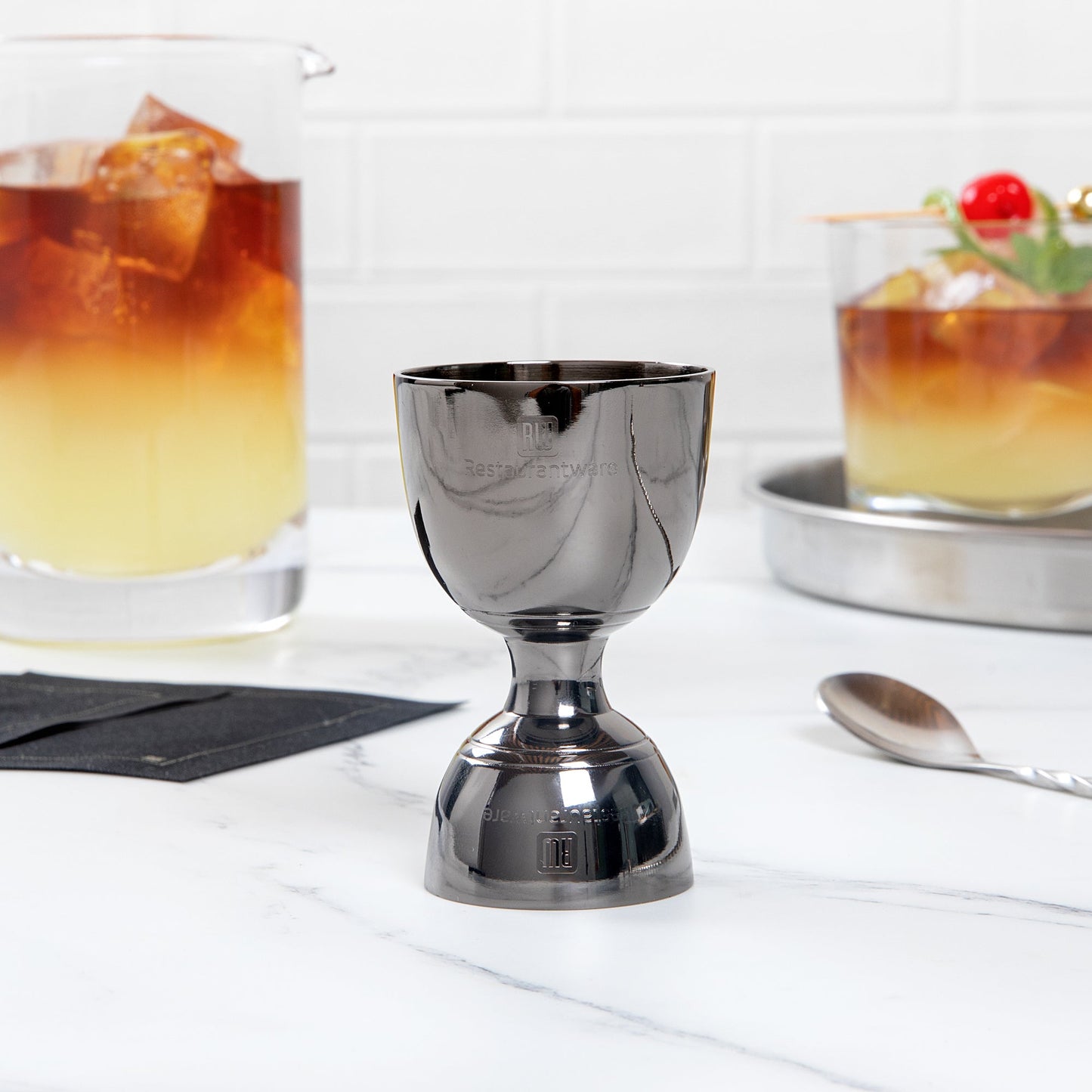 Bar Lux 1 oz / 2 oz Black-Plated Stainless Steel Jigger - Negroni - 1 count box