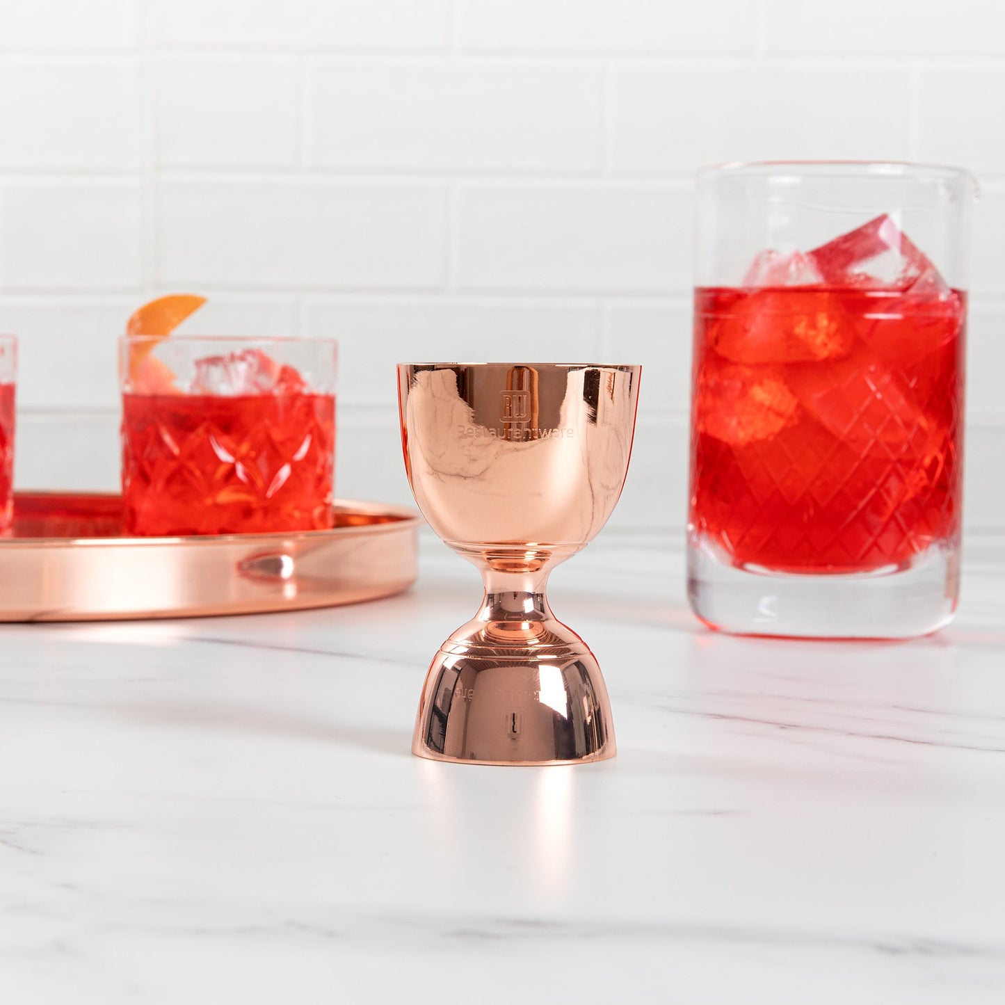 Bar Lux 1 oz / 2 oz Copper-Plated Stainless Steel Jigger - Negroni - 1 count box