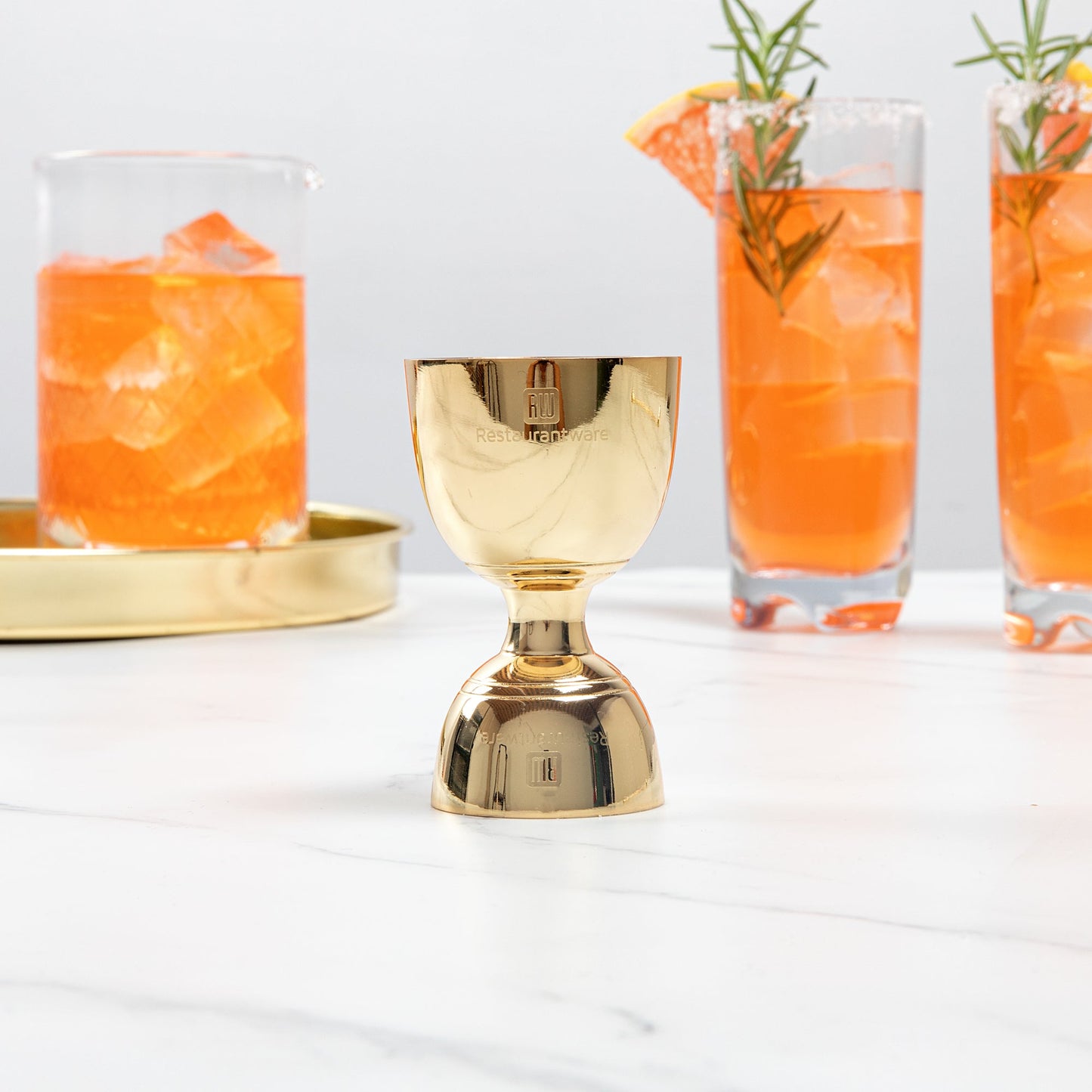 Bar Lux 1 oz / 2 oz Gold-Plated Stainless Steel Jigger - Negroni - 1 count box