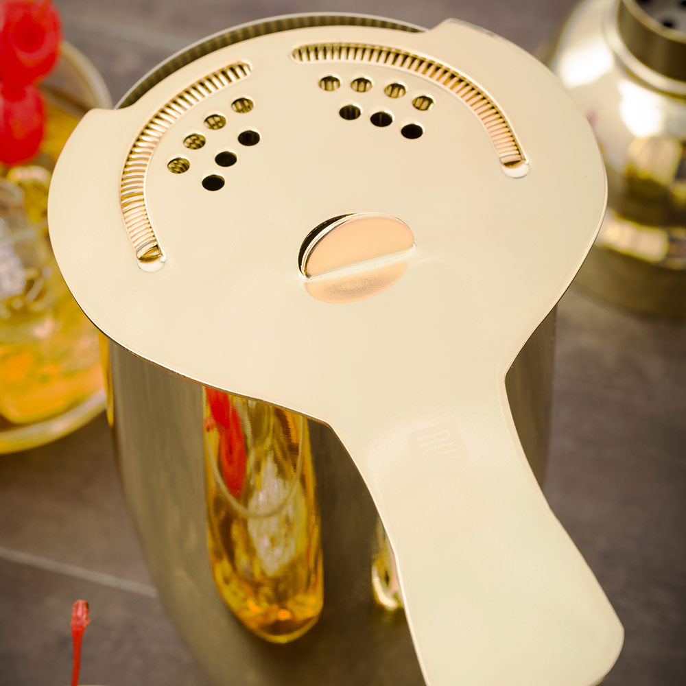 Bar Lux Gold-Plated Stainless Steel Hawthorne Strainer - 6" - 1 count box