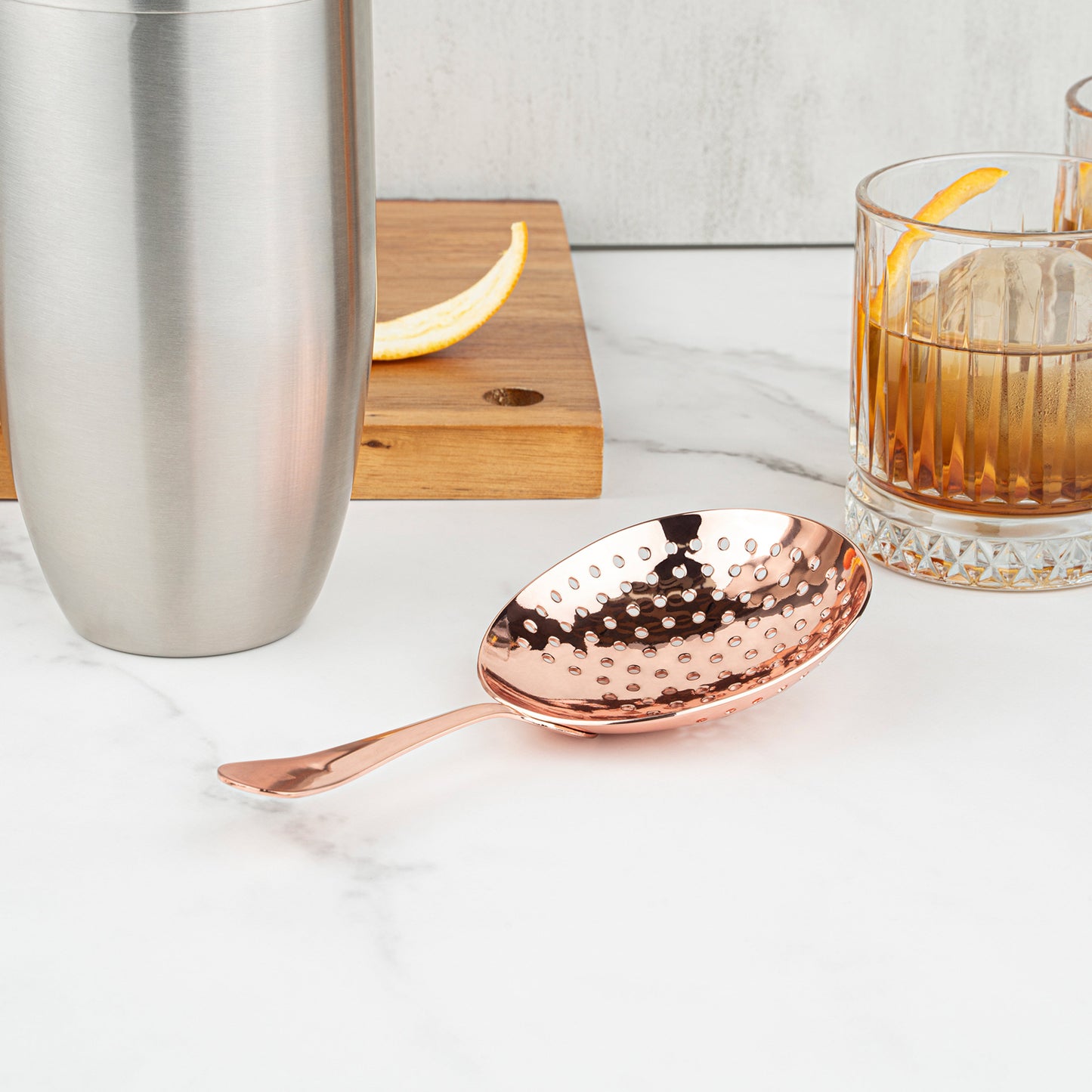 Bar Lux Copper-Plated Stainless Steel Julep Strainer - 6 1/2" - 1 count box