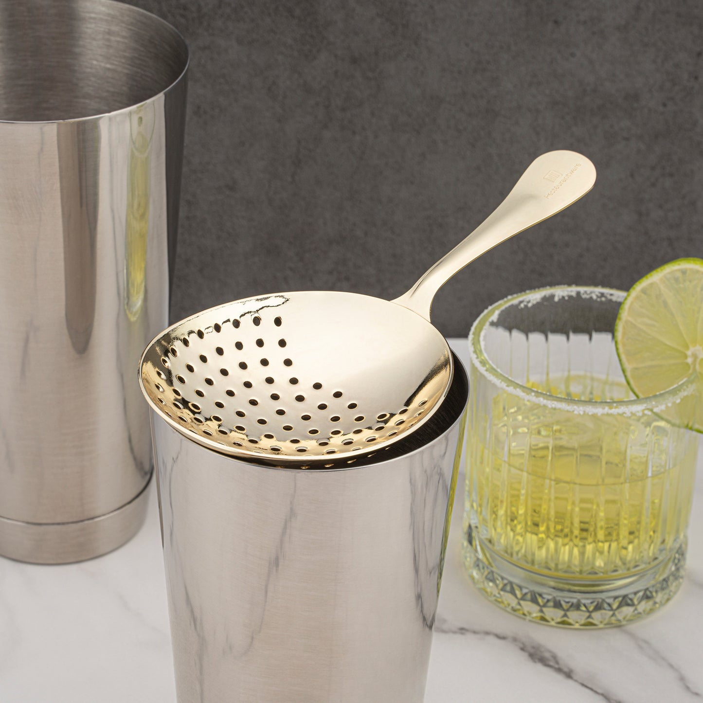 Bar Lux Gold-Plated Stainless Steel Julep Strainer - 6 1/2" - 1 count box