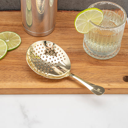Bar Lux Gold-Plated Stainless Steel Julep Strainer - 6 1/2" - 1 count box