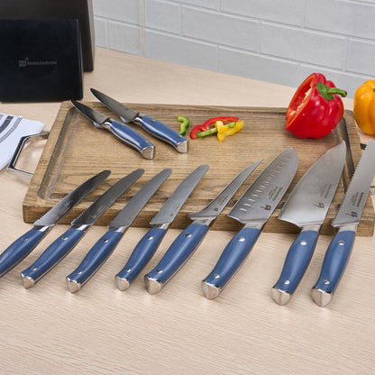Sensei Blue Damascus Steel 10-Piece Knife Set - 1 count box