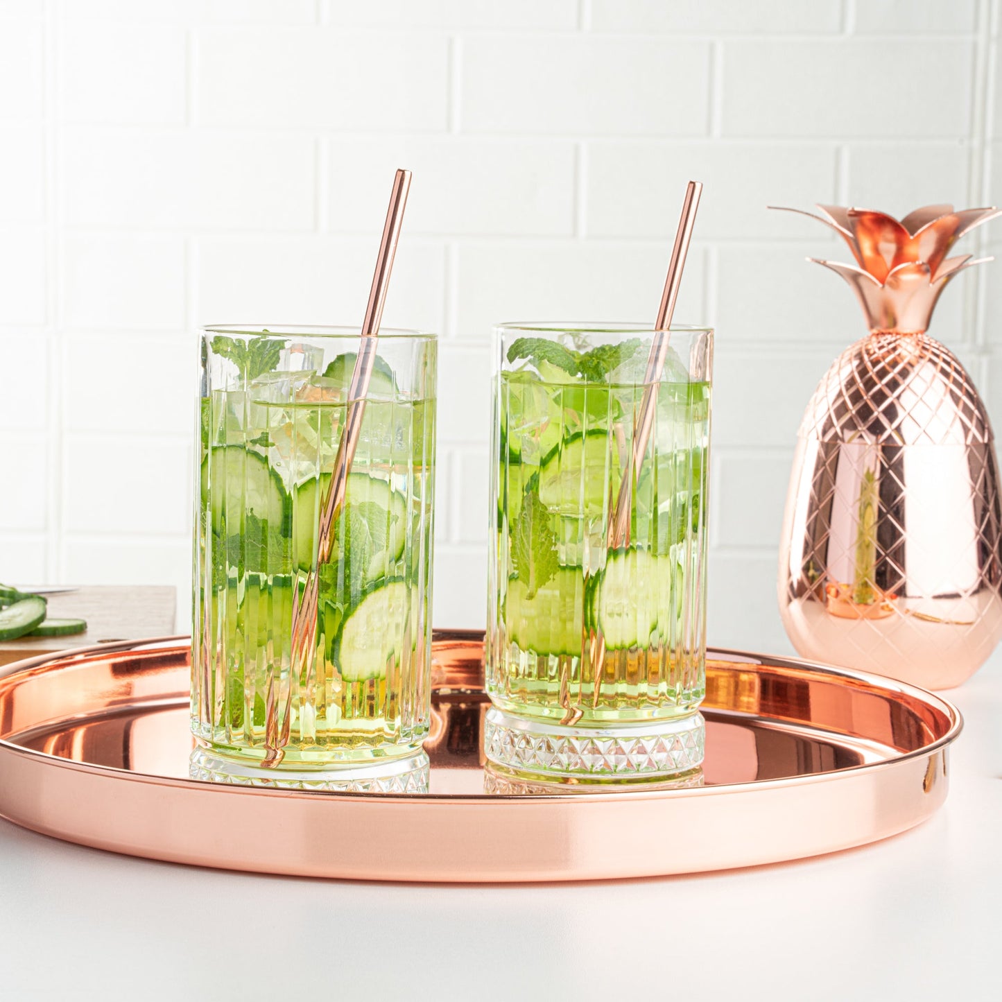 Bar Lux Copper-Plated Stainless Steel Straw - 7 1/2" - 2 count box