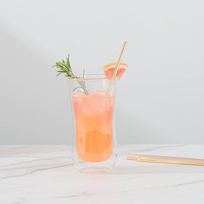 Bar Lux Gold-Plated Stainless Steel Straw - 7 1/2" - 2 count box