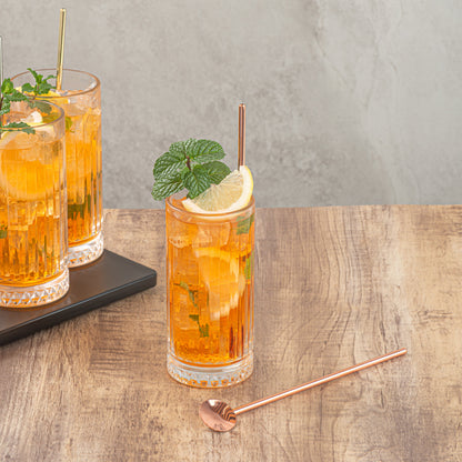 Bar Lux Copper-Plated Stainless Steel Julep Spoon Straw - 7 1/2" - 2 count box
