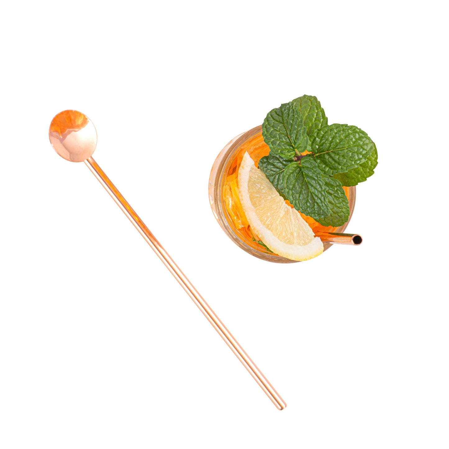 Bar Lux Copper-Plated Stainless Steel Julep Spoon Straw - 7 1/2" - 2 count box