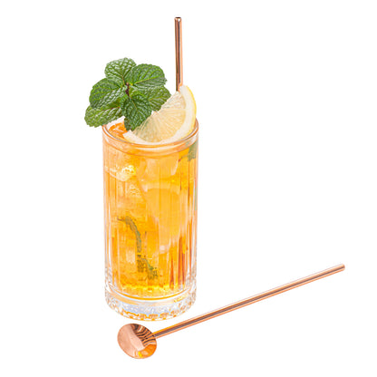 Bar Lux Copper-Plated Stainless Steel Julep Spoon Straw - 7 1/2" - 2 count box