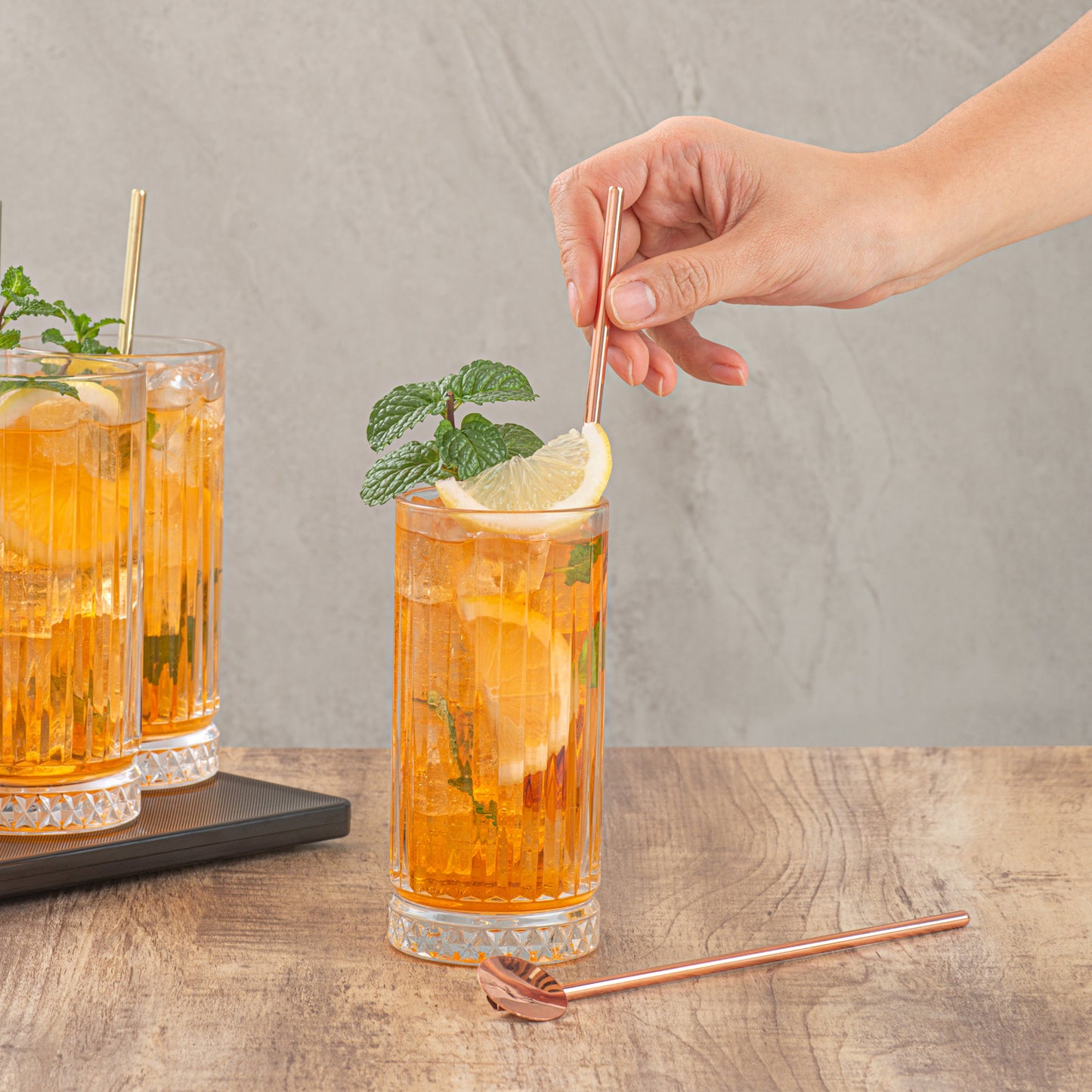 Bar Lux Copper-Plated Stainless Steel Julep Spoon Straw - 7 1/2" - 2 count box