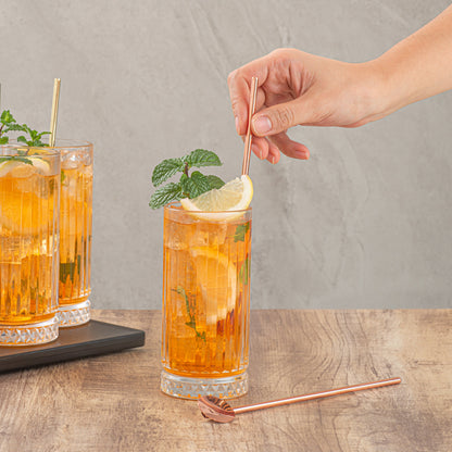 Bar Lux Copper-Plated Stainless Steel Julep Spoon Straw - 7 1/2" - 2 count box