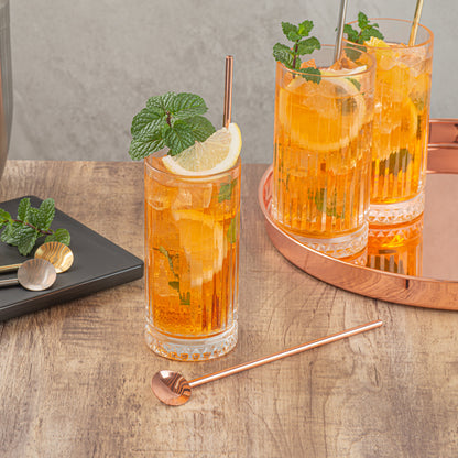 Bar Lux Copper-Plated Stainless Steel Julep Spoon Straw - 7 1/2" - 2 count box
