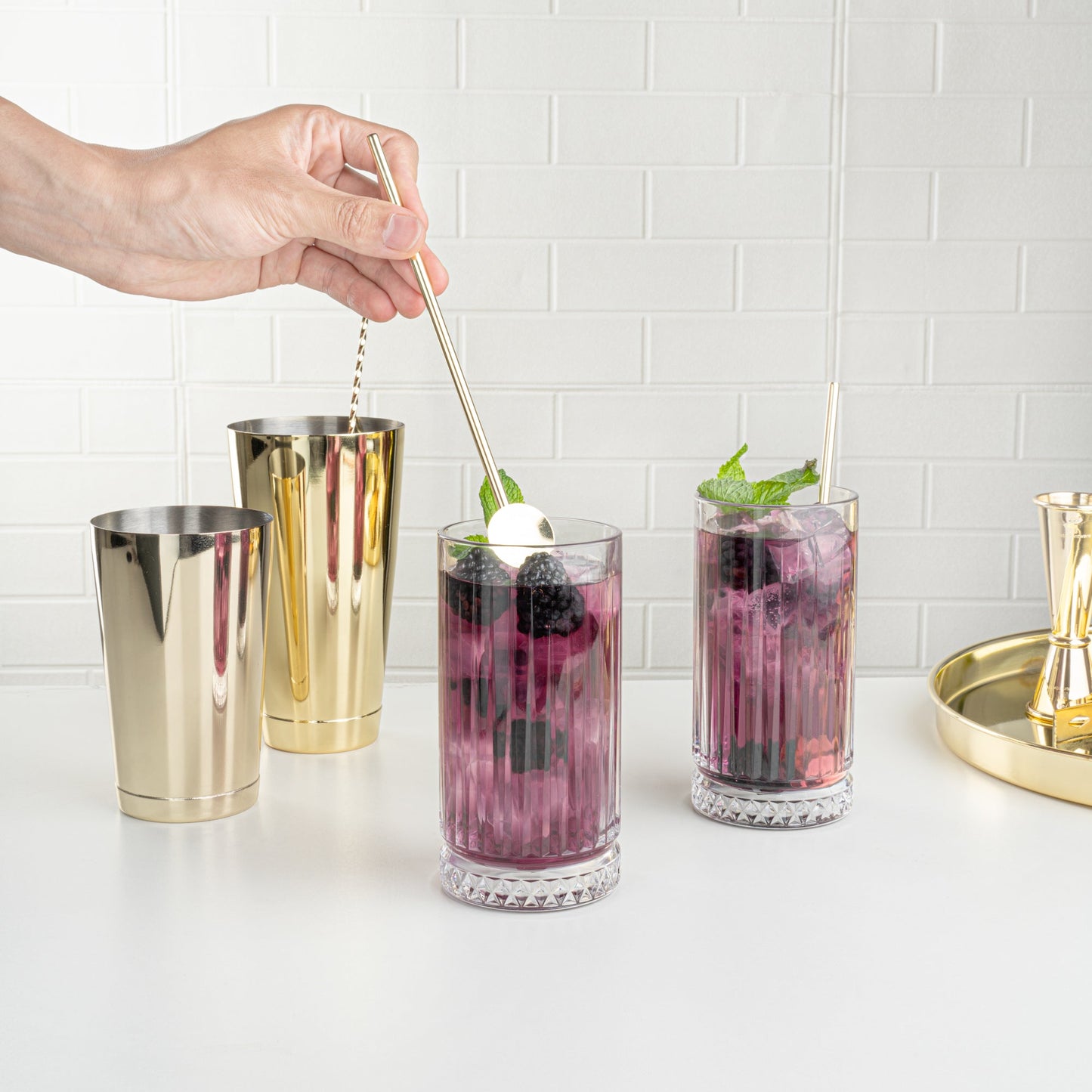Bar Lux Gold-Plated Stainless Steel Julep Spoon Straw - 7 1/2" - 2 count box